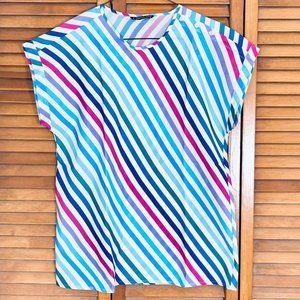 James Cox 1980’s Vintage Optical Illusion Stripe Silky Top